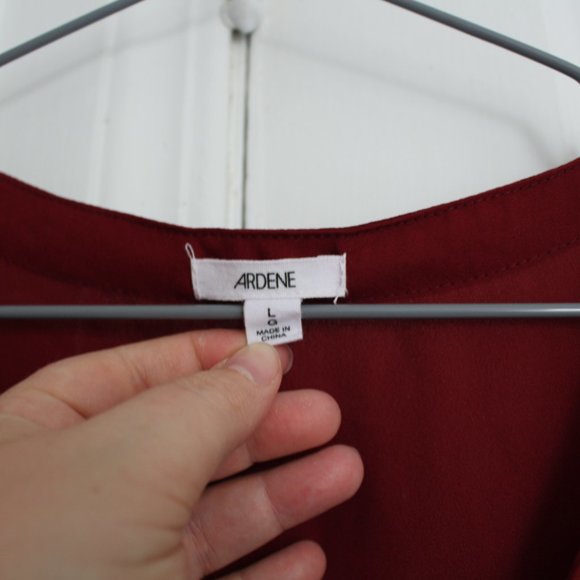 3/$20 Burgundy Blouse With Flared Sleeves & Zipper - Picture 8 of 9